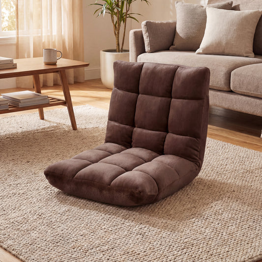 Adjustable 14-Position Cushioned Floor Chair, Brown Floor Chairs Brown at Gallery Canada