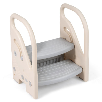 Adjustable 2-Step Kids Stool, Safety Handles, Non-Slip Pads, Gray Toddler & Kids Furniture at Gallery Canada