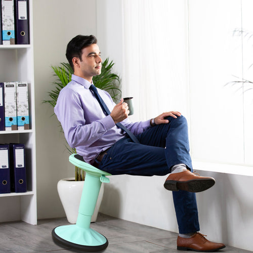 Adjustable Active Learning Stool, Wobble Chair With Cushion Seat, Green