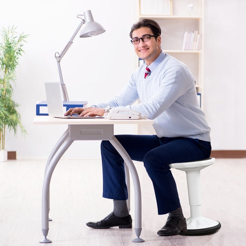 Adjustable Wobble Chair, With Cushion Seat, White