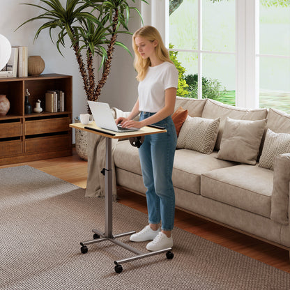 Adjustable Angle Height Rolling Laptop Table, Natural Laptop Tables & Printer Stands at Gallery Canada