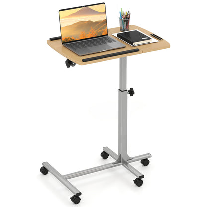 Adjustable Angle Height Rolling Laptop Table, Natural Laptop Tables & Printer Stands Natural at Gallery Canada