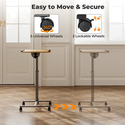 Adjustable Angle Height Rolling Laptop Table, Natural Laptop Tables & Printer Stands at Gallery Canada