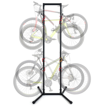Adjustable Bike Storage Rack with Vertical Stand for 4 Bikes and Garage Exercise Bikes Black at Gallery Canada