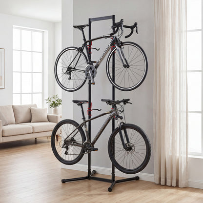 Adjustable Bike Storage Rack with Vertical Stand for 4 Bikes and Garage Exercise Bikes at Gallery Canada