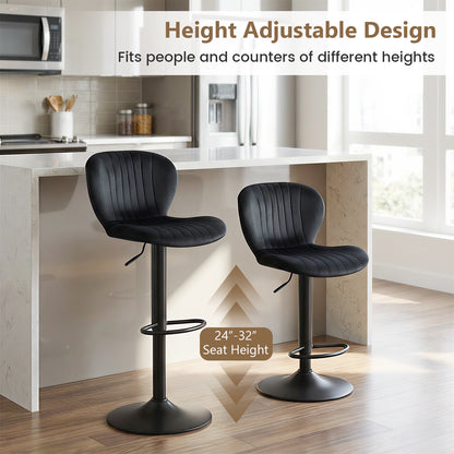 Adjustable Counter Height Chairs Set of 4 with Velvet Upholstered Backrests, Black Bar Stools at Gallery Canada
