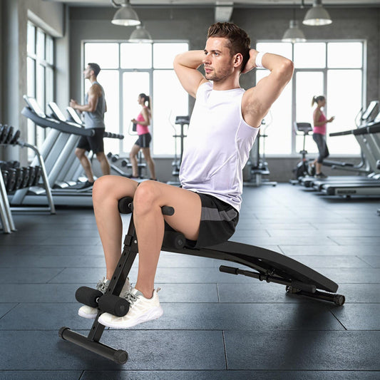 Adjustable Decline Sit Up Bench, Black Exercise Machines Black at Gallery Canada