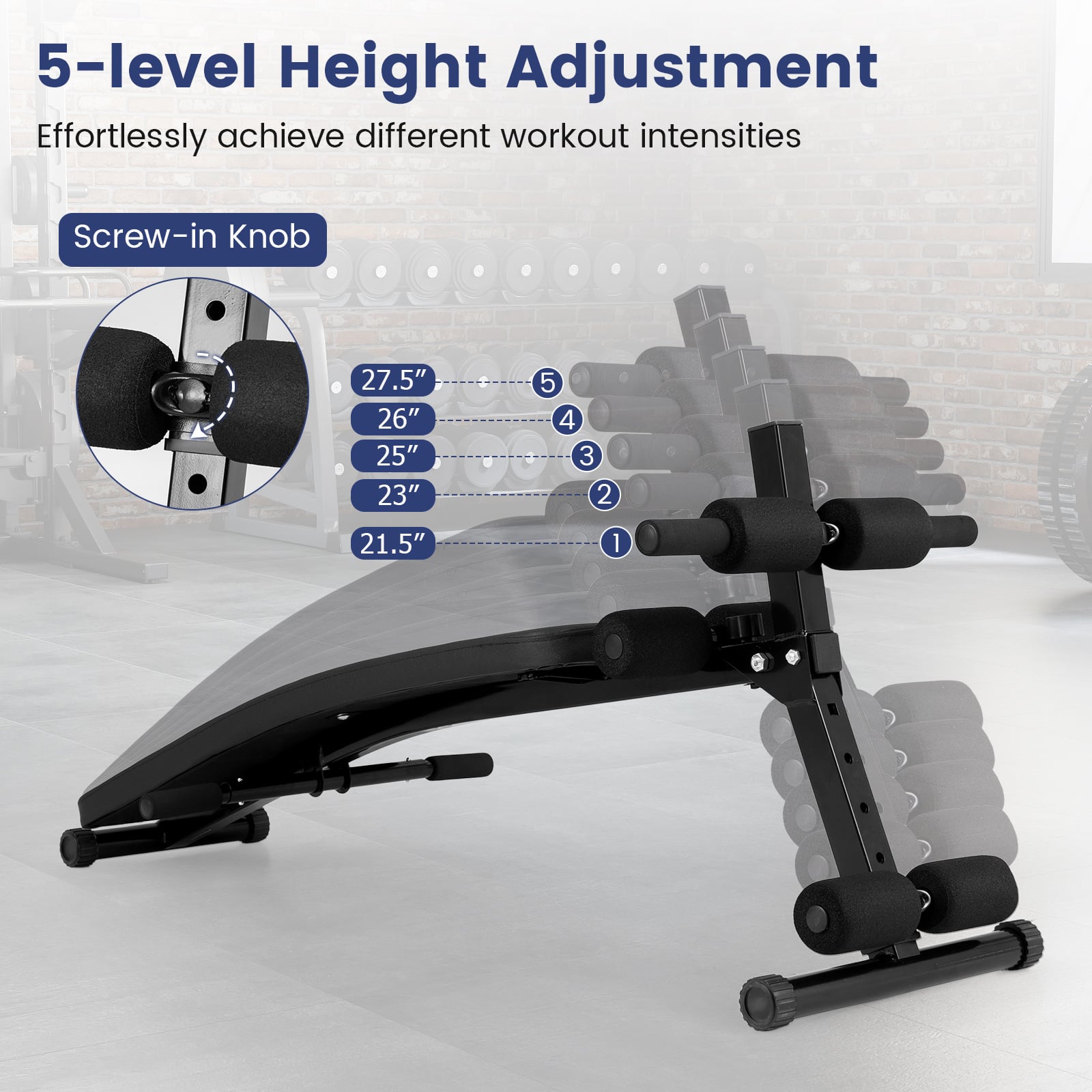 Adjustable Decline Sit Up Bench, Black Exercise Machines at Gallery Canada
