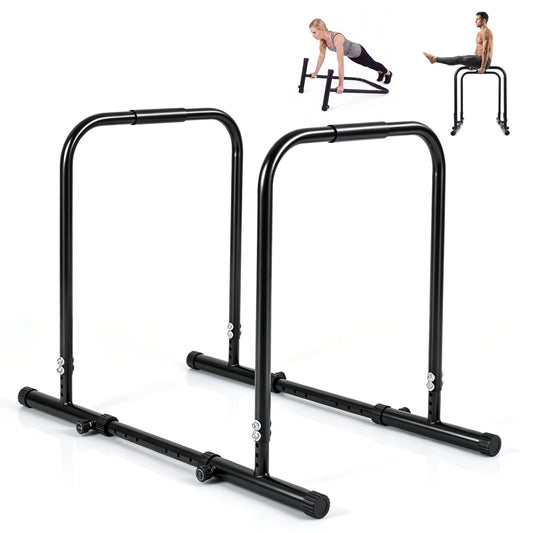 Adjustable Dip Bar Station, 660 LBS Capacity, Black Yoga Accessories Black at Gallery Canada