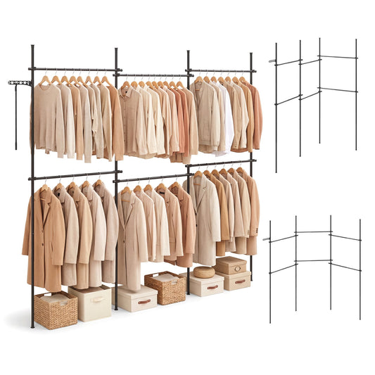 Adjustable Floor to Ceiling Clothes Rack with 6 Hanging Rods, Black Coat Racks & Hall Trees Black at Gallery Canada