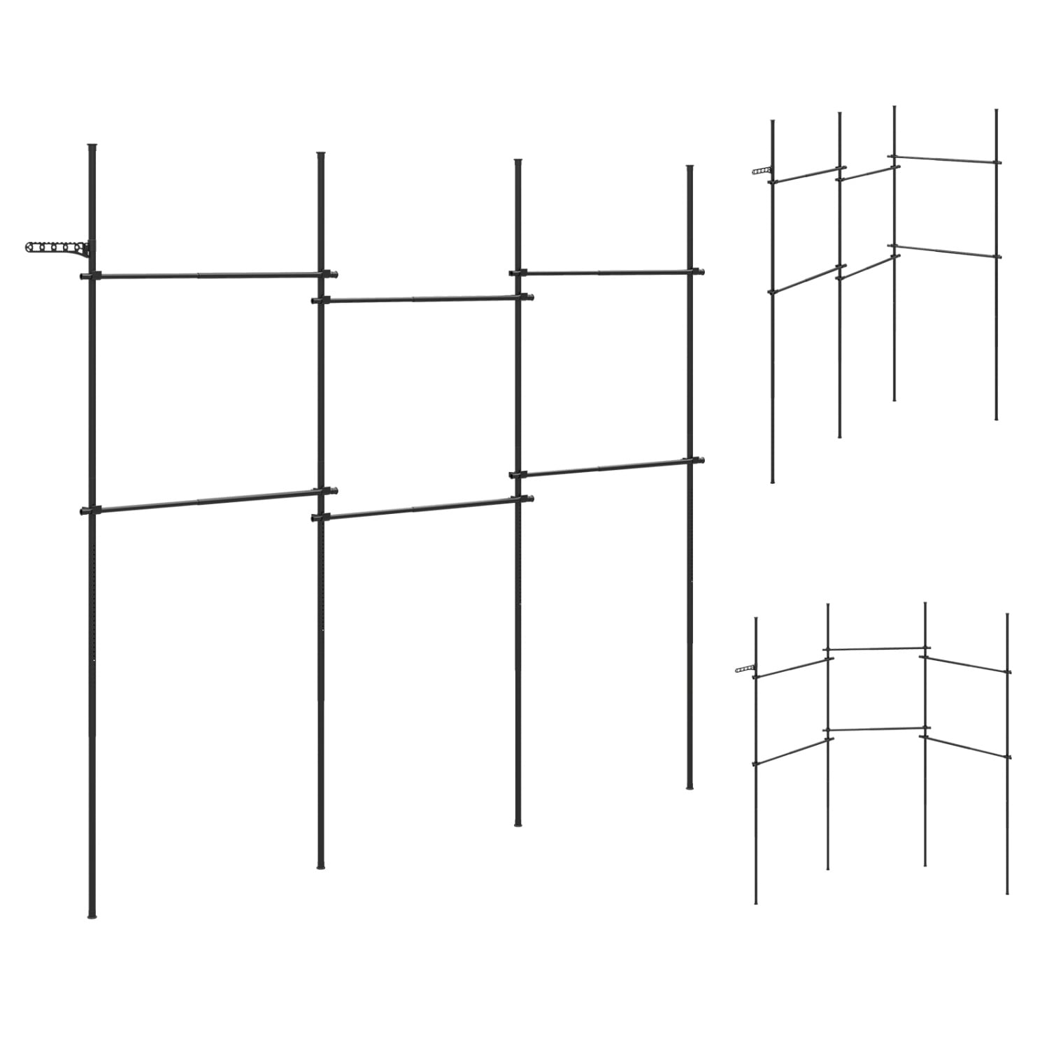 Adjustable Floor to Ceiling Clothes Rack with 6 Hanging Rods, Black Coat Racks & Hall Trees at Gallery Canada