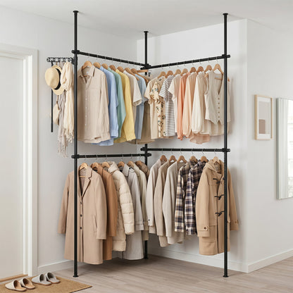 Adjustable Floor to Ceiling Clothes Rack, Black Coat Racks & Hall Trees at Gallery Canada