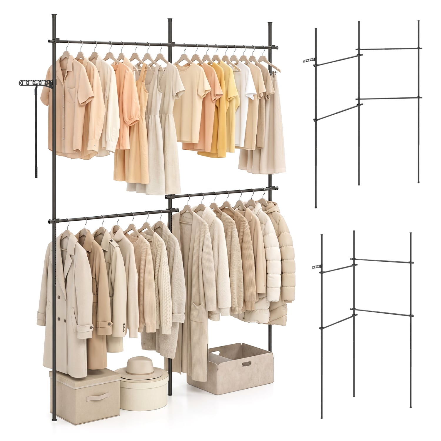 Adjustable Floor to Ceiling Clothes Rack, Black Coat Racks & Hall Trees Black at Gallery Canada