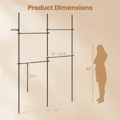 Adjustable Floor to Ceiling Clothes Rack, Black Coat Racks & Hall Trees at Gallery Canada