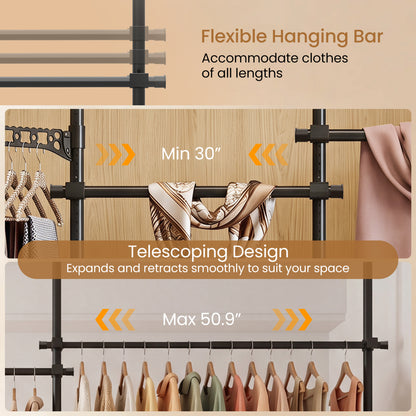 Adjustable Floor to Ceiling Clothes Rack, Black Coat Racks & Hall Trees at Gallery Canada