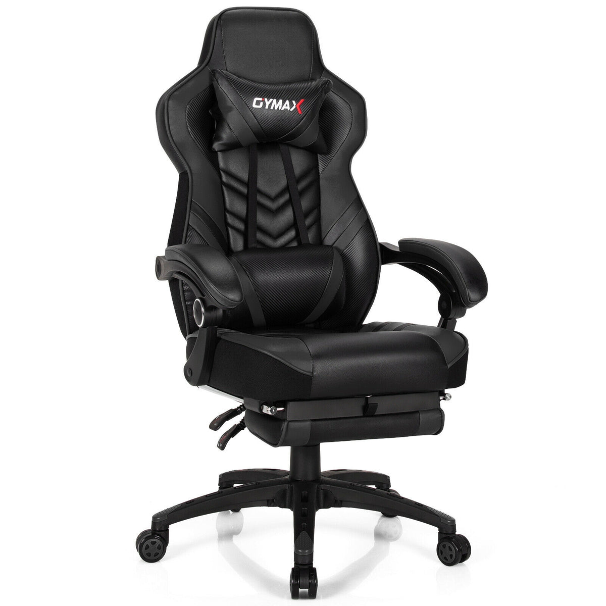 Adjustable Gaming Chair With Footrest, Black Gaming Chairs Black at Gallery Canada