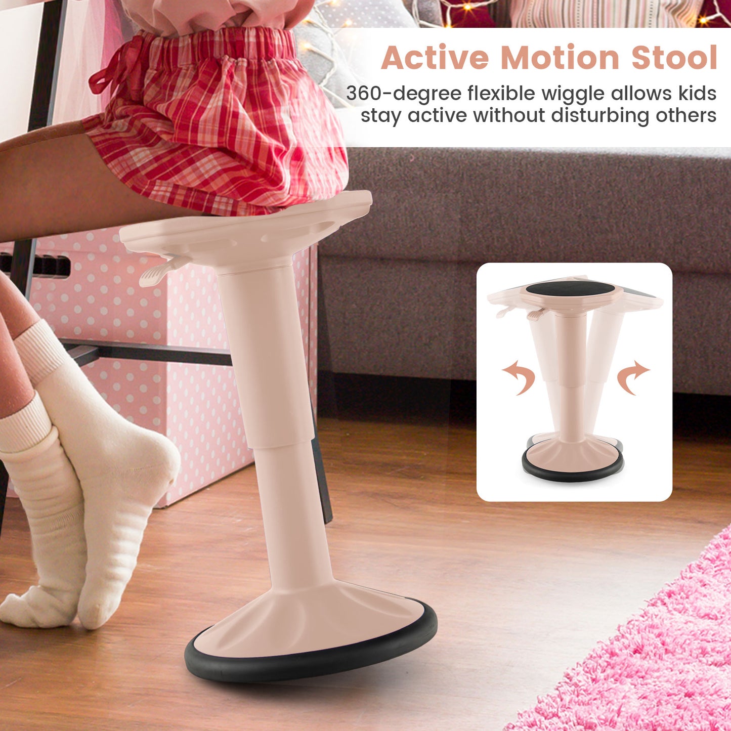 Adjustable Height Wobble Chair, Active Learning Stool, Pink Kneeling Chairs at Gallery Canada