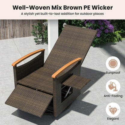 Adjustable Outdoor Recliner Chair, 150° Backrest, Footrest, Beige Patio Rocking Chairs & Gliders at Gallery Canada