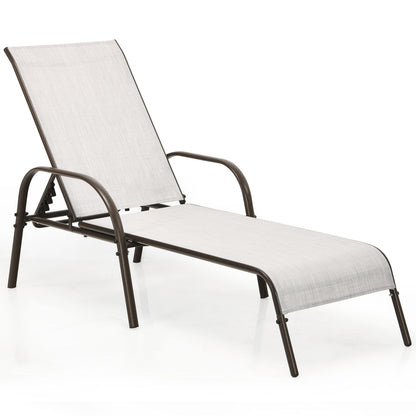Adjustable Patio Chaise Lounge Chair, Folding, Gray Outdoor Chaise Lounges at Gallery Canada