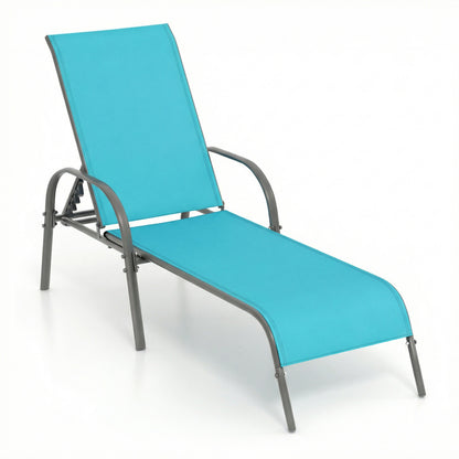 Adjustable Patio Chaise Folding Lounge Chair, Turquoise Outdoor Chaise Lounges Turquoise at Gallery Canada