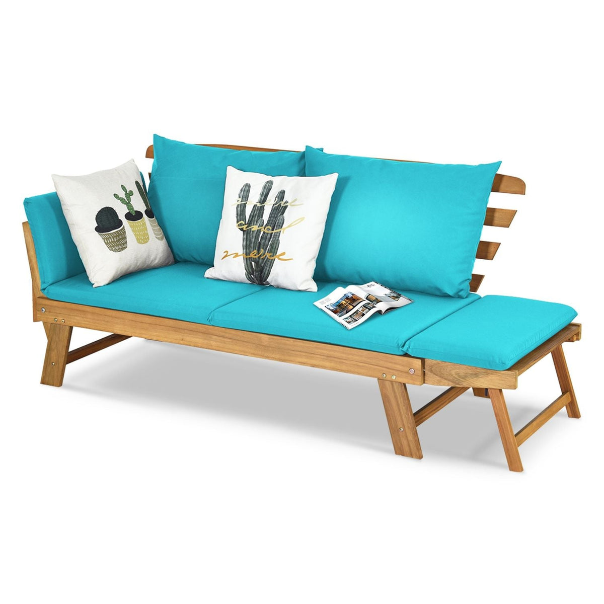 Adjustable Patio Convertible Sofa, Thick Cushion, Turquoise Outdoor Benches at Gallery Canada