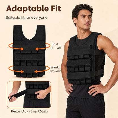 Gilet lesté réglable, poids en fer amovibles, noir