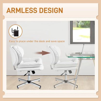 Criss Cross Chair, Armless Wide Office Chair, Tilting, No Wheels, White Task Chairs at Gallery Canada