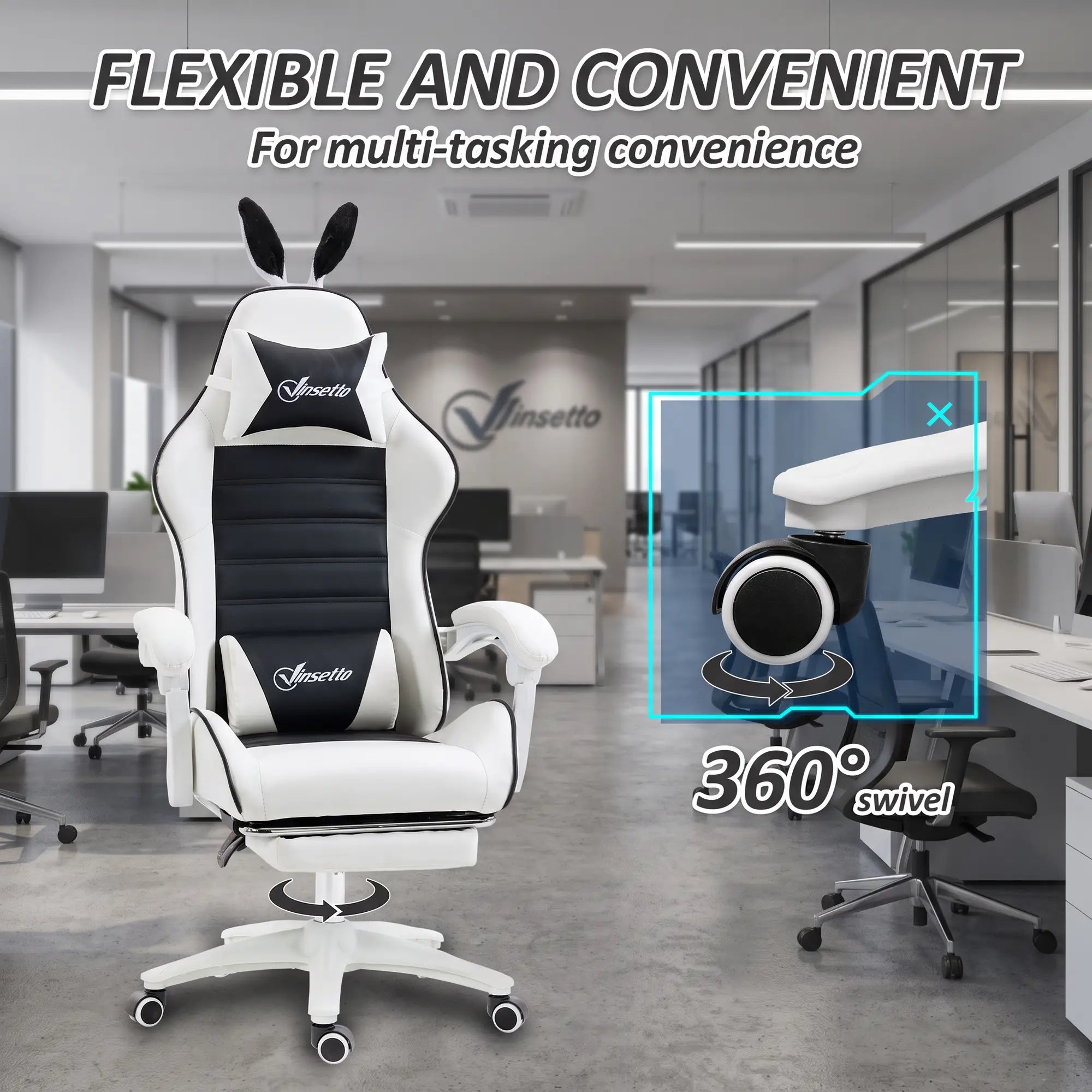 Racing Gamer Chair, PU Leather with Footrest, Headrest, Lumbar Support, Black Video Game Chairs at Gallery Canada