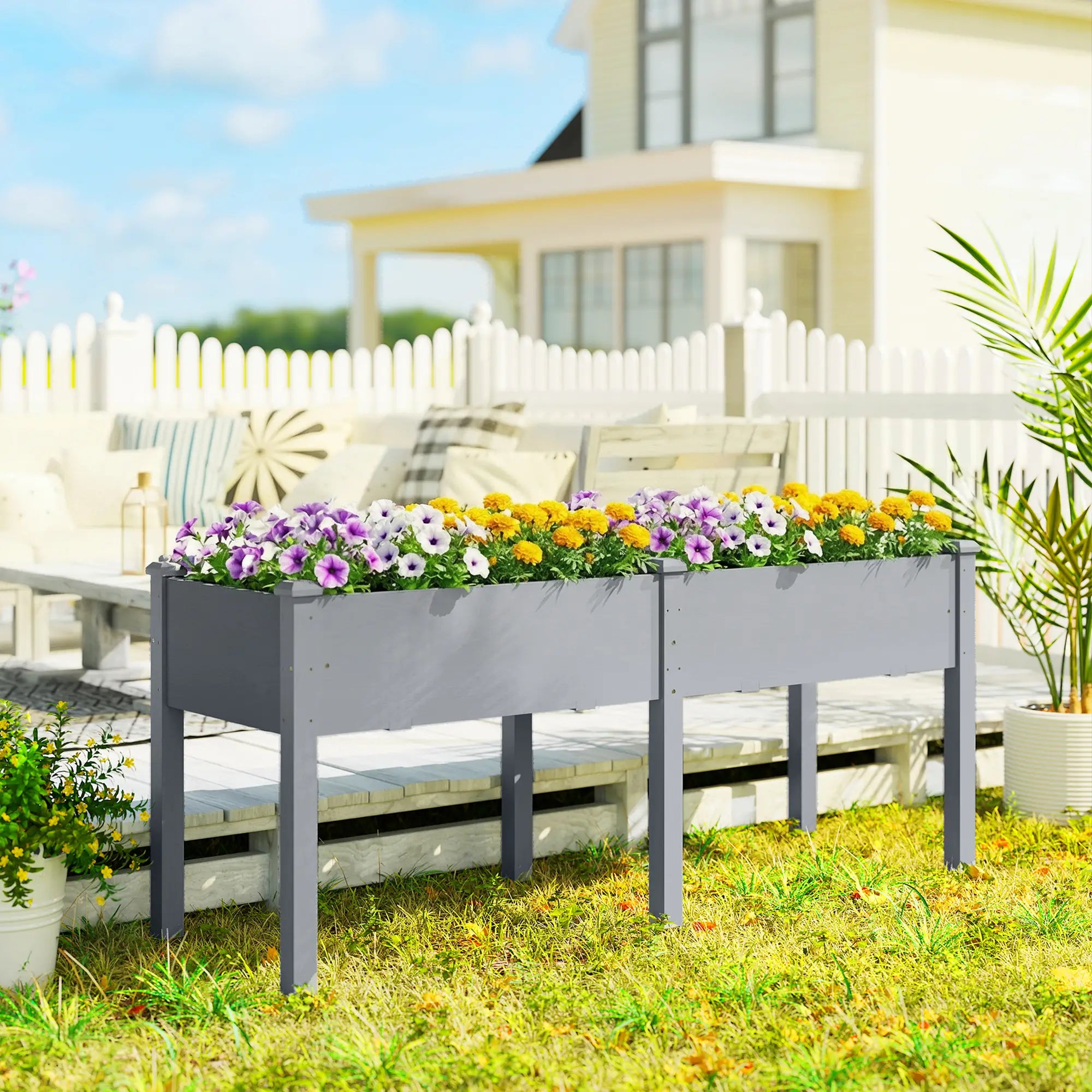 Wooden Raised Garden Bed With Legs, 72