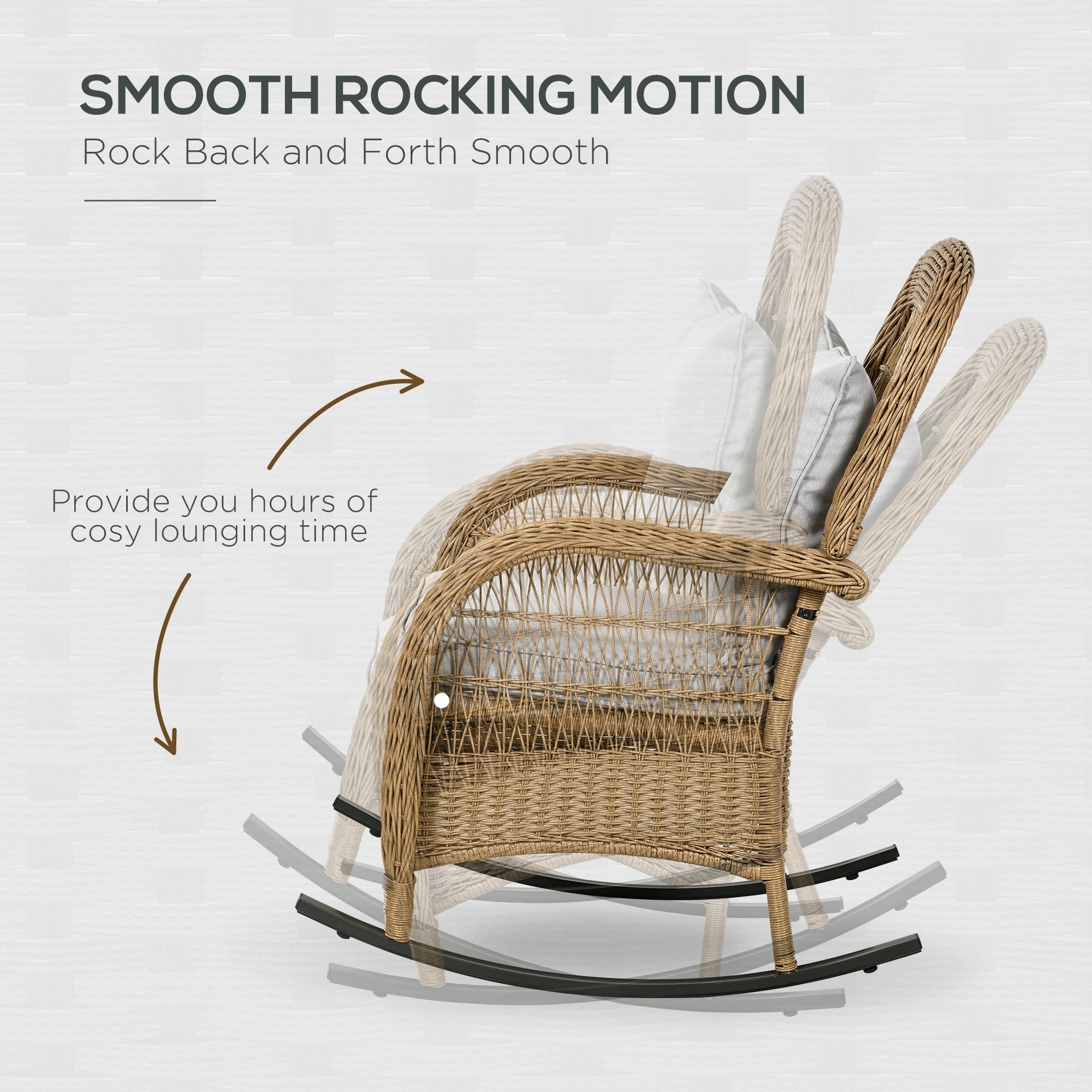 Rattan Rocking Chair With Cushion, Garden Porch Furniture, Light Grey Patio Chairs at Gallery Canada