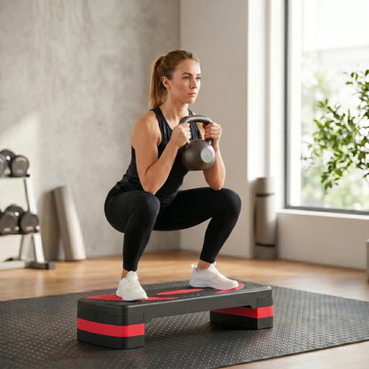Adjustable Aerobic Stepper, Exercise Step Platform, 4"-6"-8", Red Aerobic Equipment at Gallery Canada