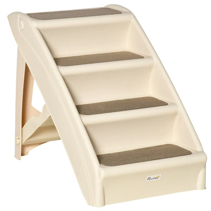 4-Level Portable Dog Stairs, Foldable Steps for Small Dogs, Lightweight, Nonslip Mats, Beige Cat Stairs Beige at Gallery Canada