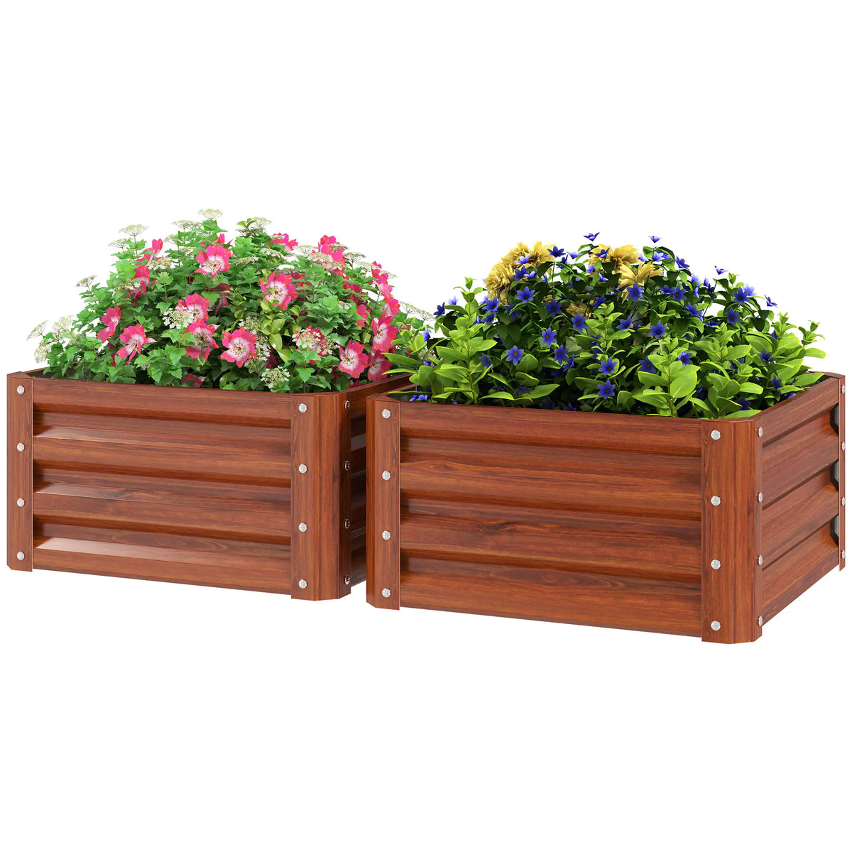 2' x 2' x 1' Raised Garden Bed, Dark Brown Galvanized Planter Boxes Dark Brown Wood Effect at Gallery Canada
