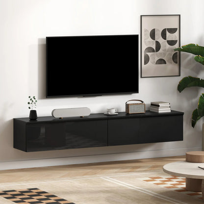 Wall Mounted TV Stand, Floating Cabinet With Storage, For TVs Up To 70", Black TV Stands at Gallery Canada