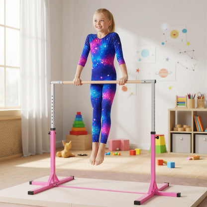 Kids Gymnastics Bar, 13-Level Adjustable Height, Pink Baby Gym & Playmats at Gallery Canada