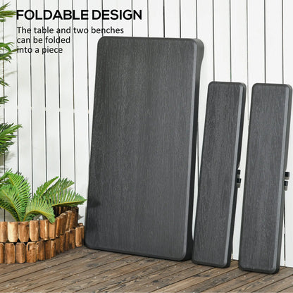 Folding Picnic Table With 2 Benches, 3-Piece Set for 4, Dark Grey Bistro Sets at Gallery Canada