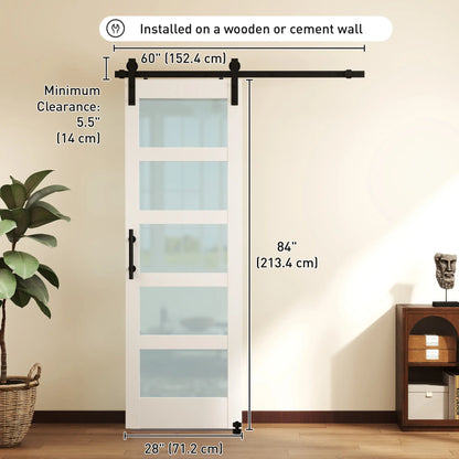Sliding Barn Door 28x84 In With Hardware Kit, PVC, White Door Hardware at Gallery Canada