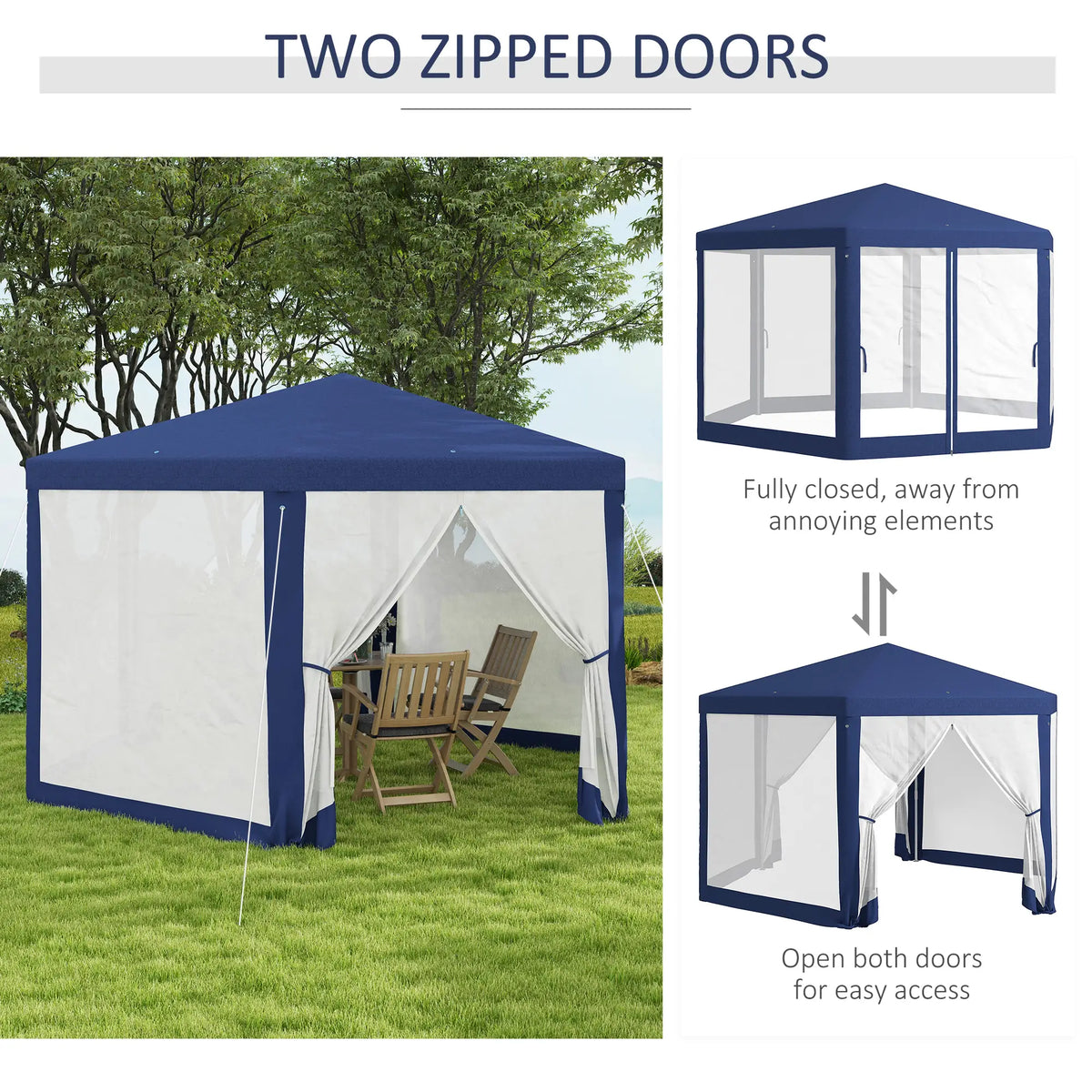 Hexagon Party Tent, Patio Gazebo with Netting, Blue Canopy Tents at Gallery Canada