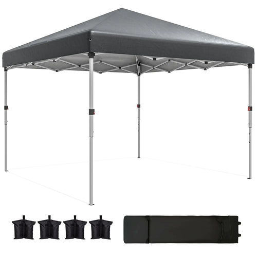 10' x 10' Pop Up Canopy With Sidewalls, Roller Bag, Height Adjustable, Grey