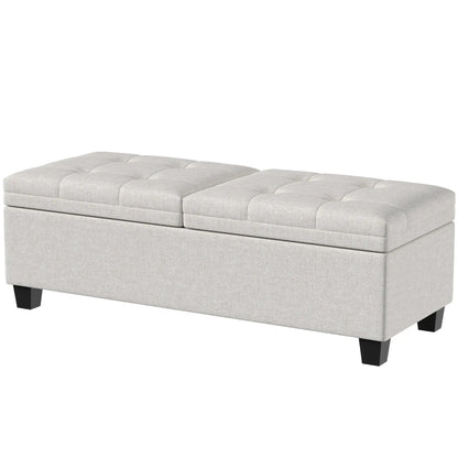 51.2" Storage Ottoman Bench, End of Bed Bench, Cream White Storage Ottomans & Benches Multi Colour at Gallery Canada