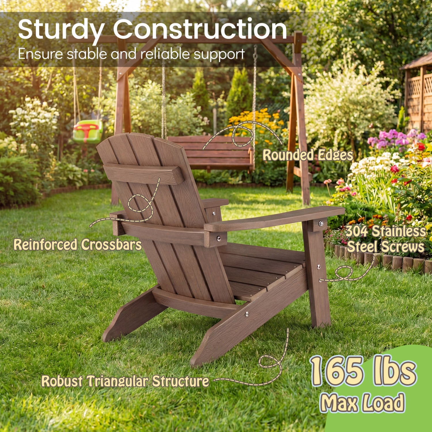 All-Weather HDPE Kids Adirondack Chair, High Backrest, Brown Kids Chairs & Seating at Gallery Canada