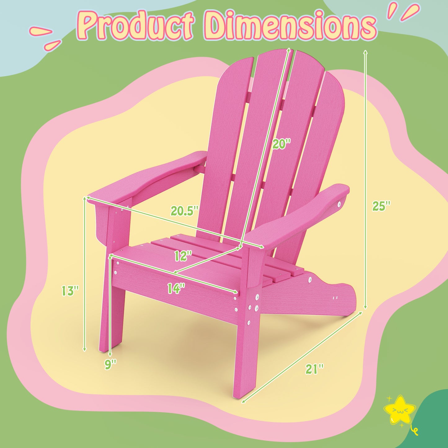 HDPE Kids Adirondack Chair, High Backrest, Armrests, Pink Kids Chairs & Seating at Gallery Canada