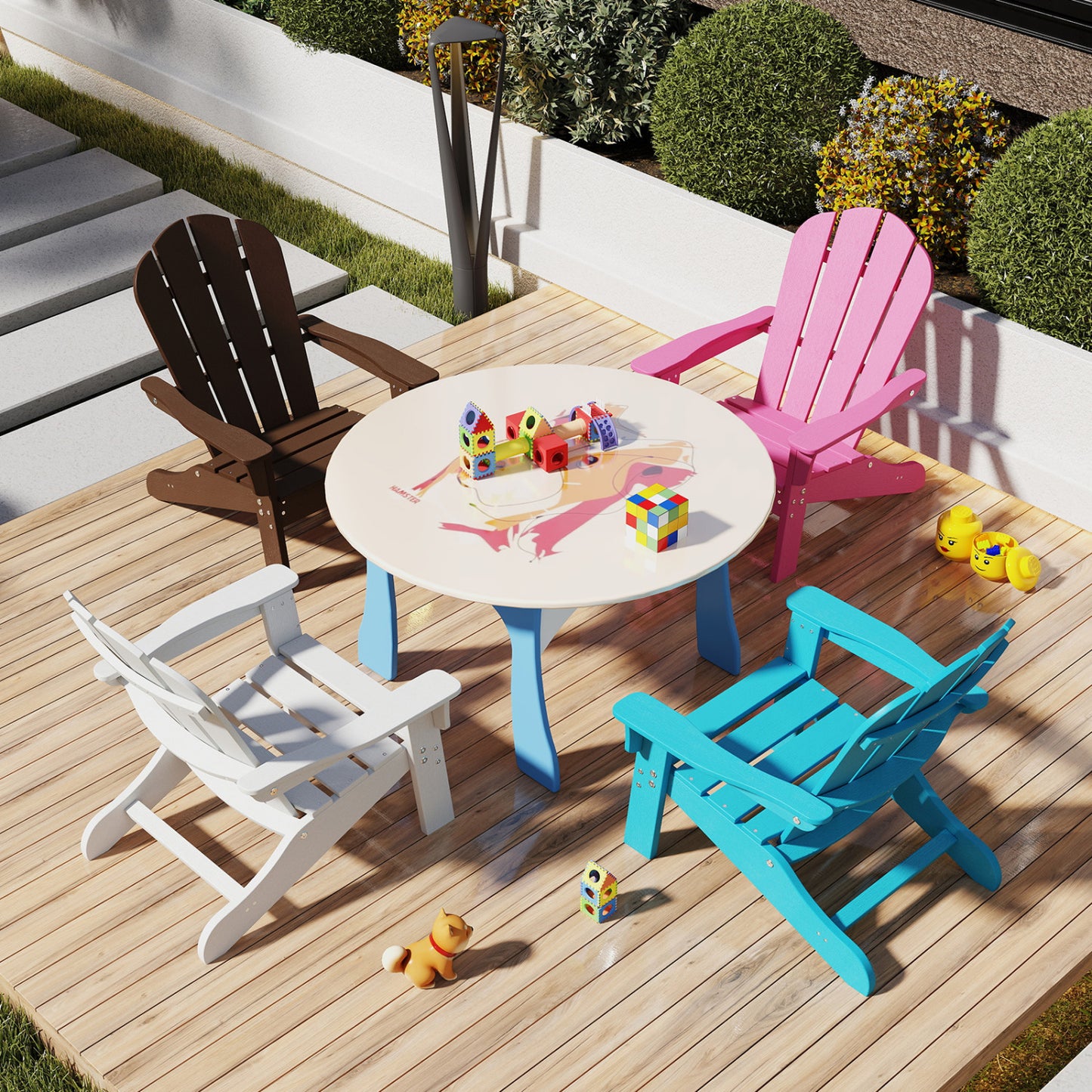 HDPE Kids Adirondack Chair, High Backrest, Armrests, Pink Kids Chairs & Seating at Gallery Canada
