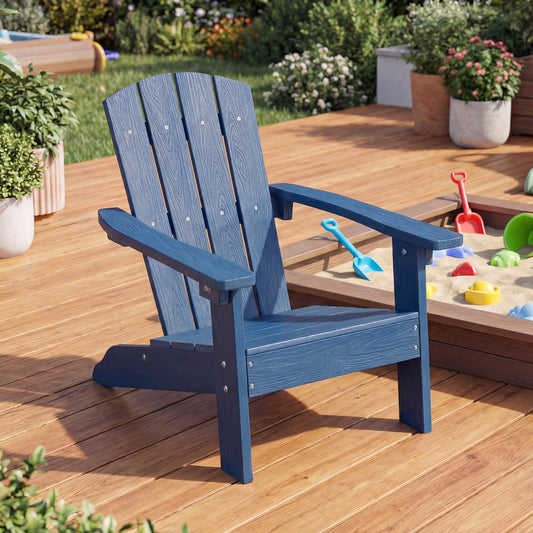 All-Weather HDPE Kids Adirondack Chair, High Backrest Armrests, Blue Kids Chairs & Seating Blue at Gallery Canada