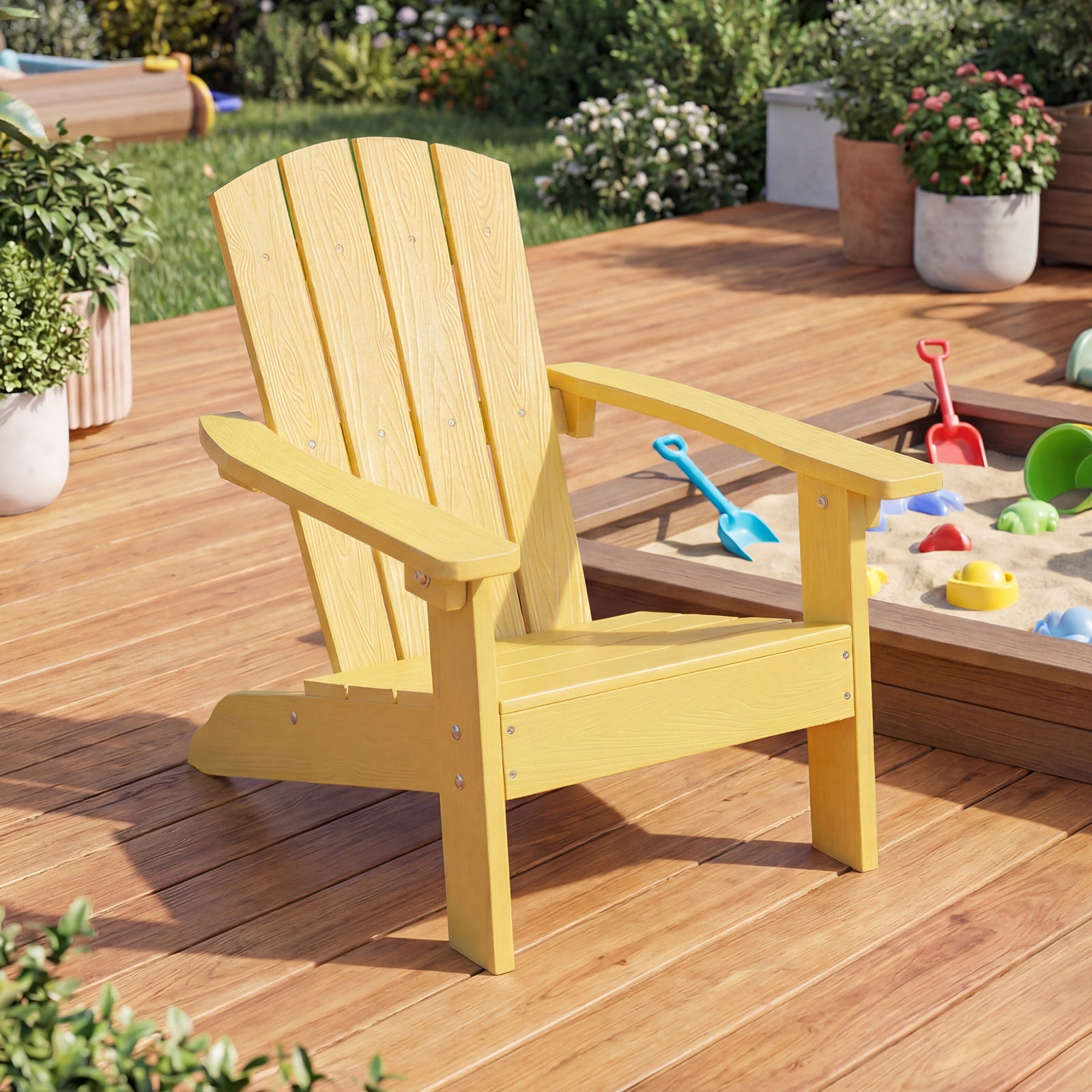 All-Weather HDPE Kids Adirondack Chair, High Backrest, Yellow Kids Chairs & Seating at Gallery Canada