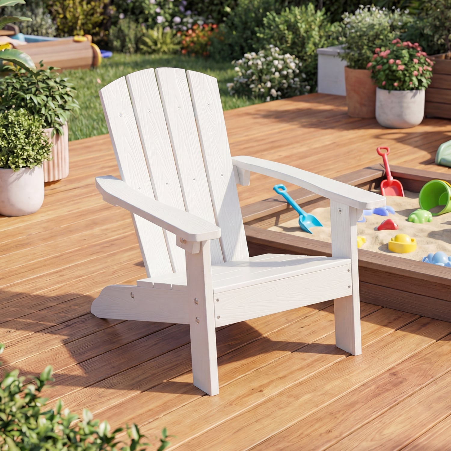 Kids Adirondack Chair, All-Weather HDPE, High Backrest, White Kids Chairs & Seating at Gallery Canada