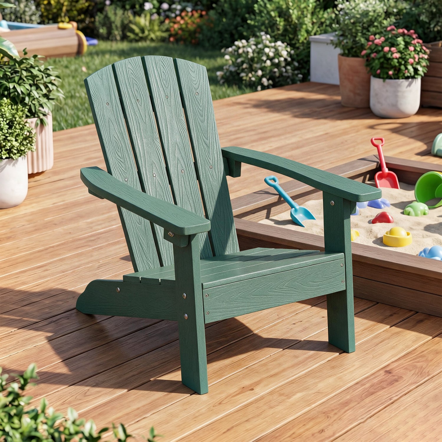 Kids Adirondack Chair High Backrest Armrests, Green Kids Chairs & Seating at Gallery Canada