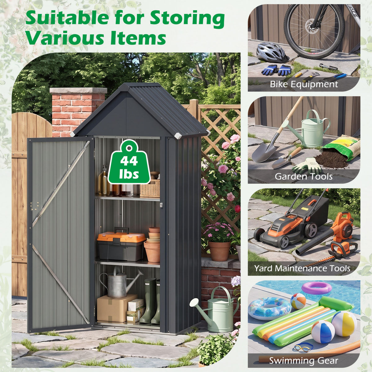 Outdoor Storage Shed, All-Weather, Adjustable Shelves, Gray Sheds & Outdoor Storage at Gallery Canada