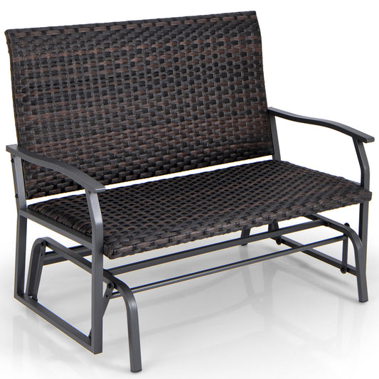 Outdoor 2-Person Swing Glider Bench, Quick Dry Foam Seat, Brown Outdoor Benches Brown at Gallery Canada
