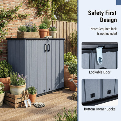 All-Weather Storage Box with Floor and Removable Shelf for Patio and Lawn, Gray Sheds & Outdoor Storage at Gallery Canada